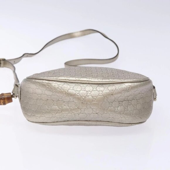GUCCI Micro GG Canvas Guccissima Shoulder Bag Leather Silver 309538 Auth 135358 - Picture 7 of 16